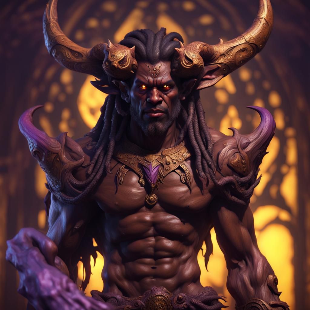 Dark Brown Wooden Demon in Dark Fantasy Style