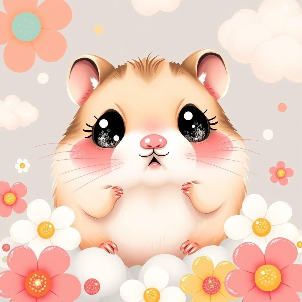 Kawaii Hamster in Whimsical Wonderland