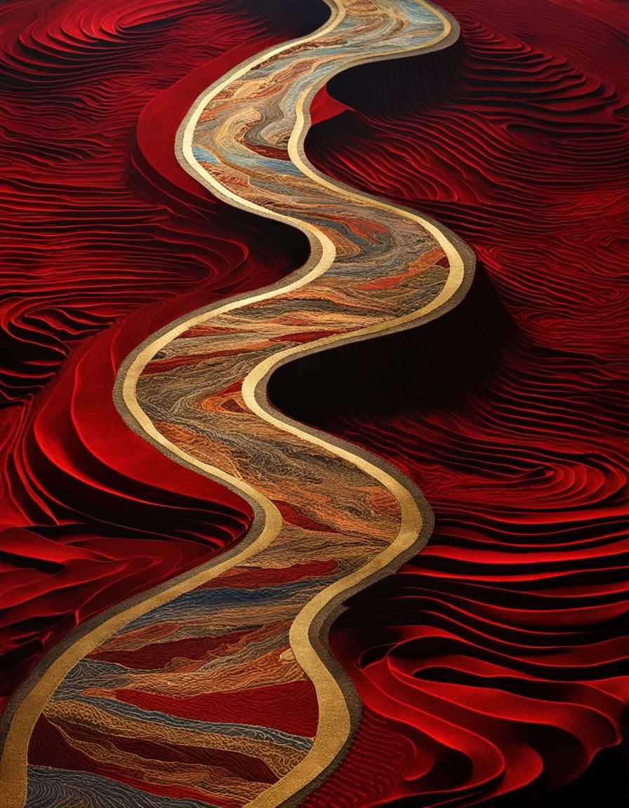 Intricate Spirograph Landscape with Golden Accents