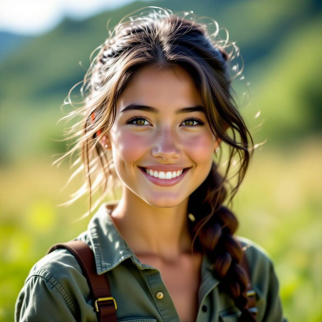 Lively Minkai Woman with Wakizashi in Evening Light