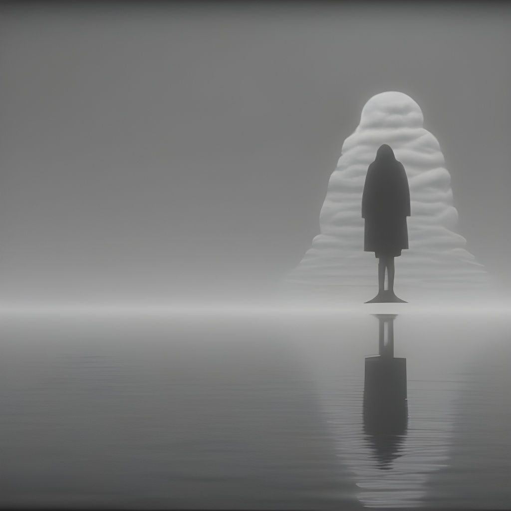 Disturbing Serene Lake Drowning Scene in Dark Surrealist Sty...