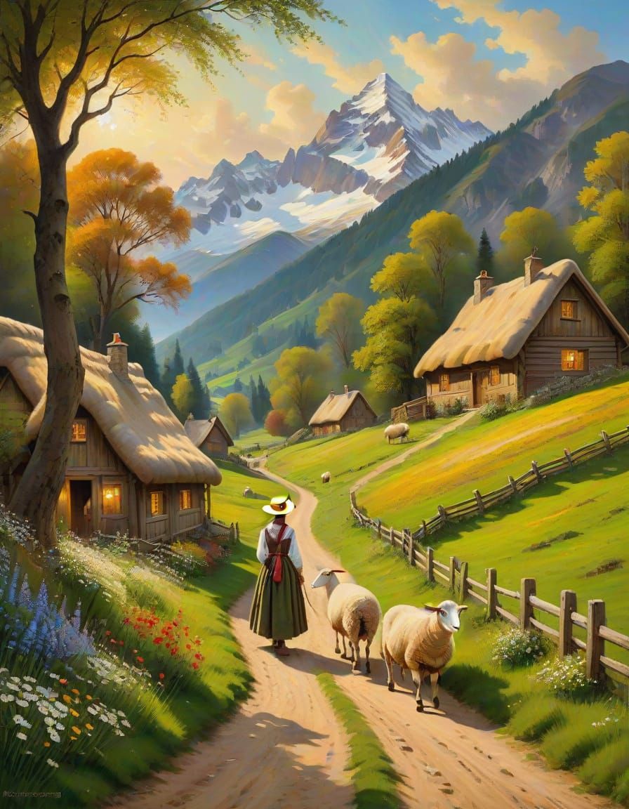 Peaceful alpine village.
