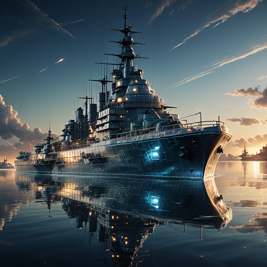 Glass Battleship: Sci-Fi Concept Art in 8K