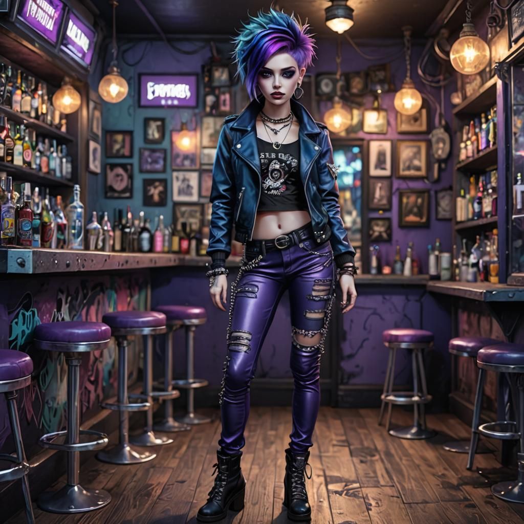 Emo Punk Girl Portrait in Gothic Art Style