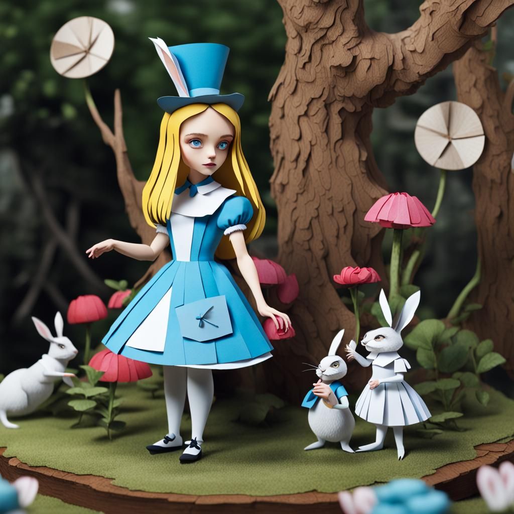 Realistic Papercraft Alice in Wonderland in 4K