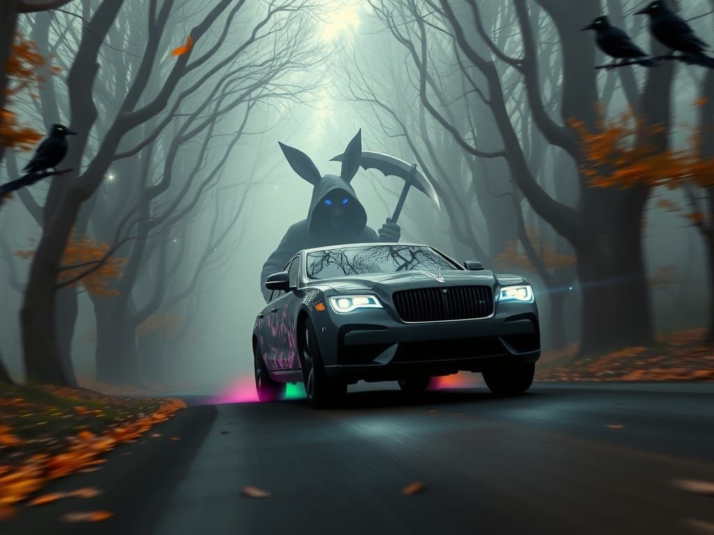 Cyberpunk-Style Astrophotograph of a Foggy Tunnel with a Spe...