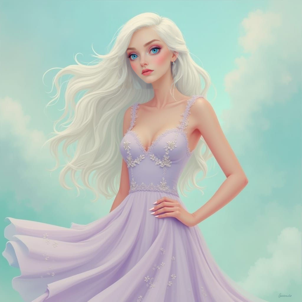 Ethereal Lady in Soft Pastel Hues