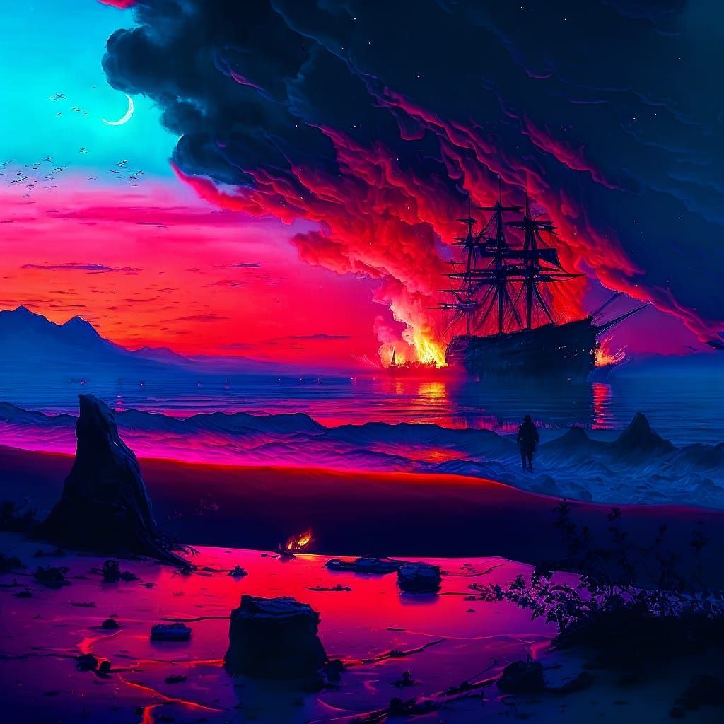 AI-Generated Beach Scene for Digital Art