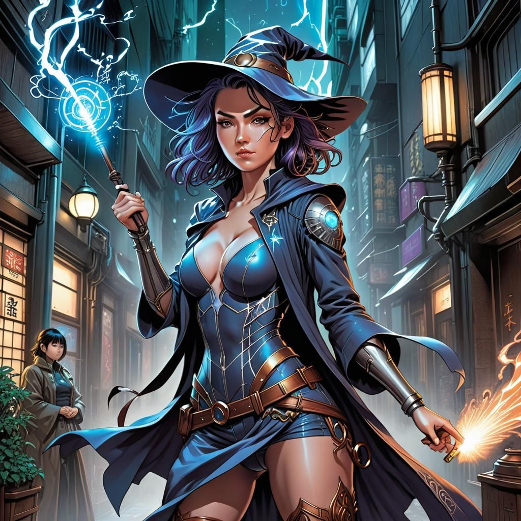 Cyberpunk Female Wizard