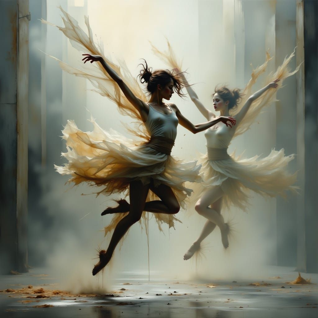 Dancer in Motion: Photorealism Meets Abstract Etherealism