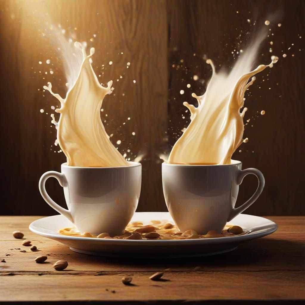 Coffee and Milk Dance: A Surreal Digital Art Piece