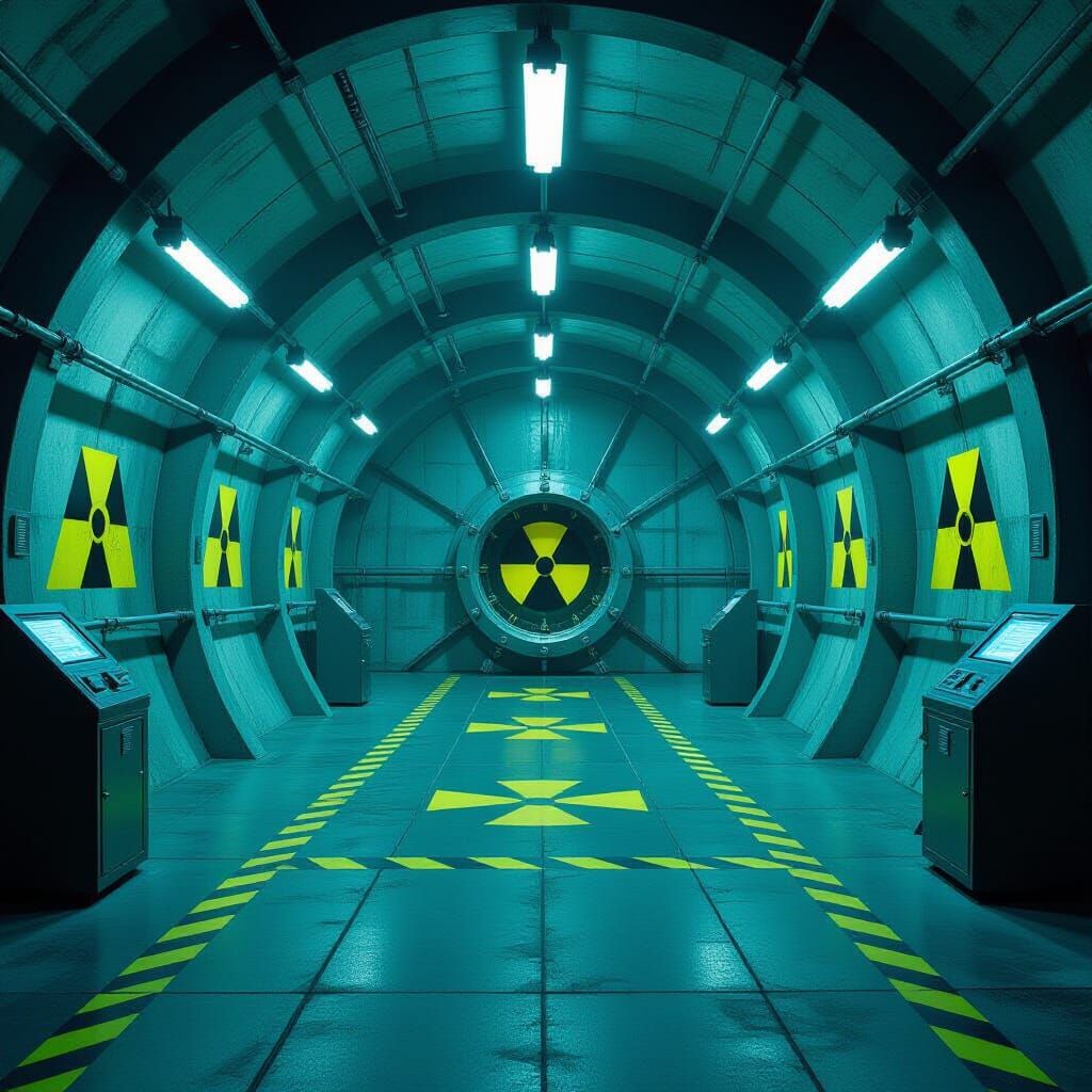 Nuclear Reactor Interior with Radiation Markings