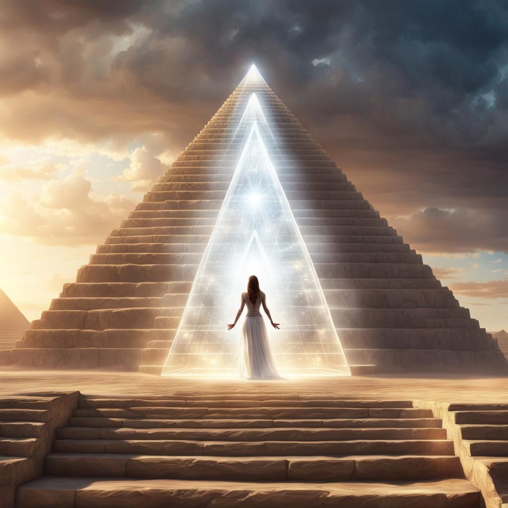 Woman Protected by Healing Light Pyramid
