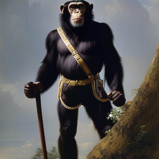 Chimpanzee in Military Uniform: Detailed Concept Art