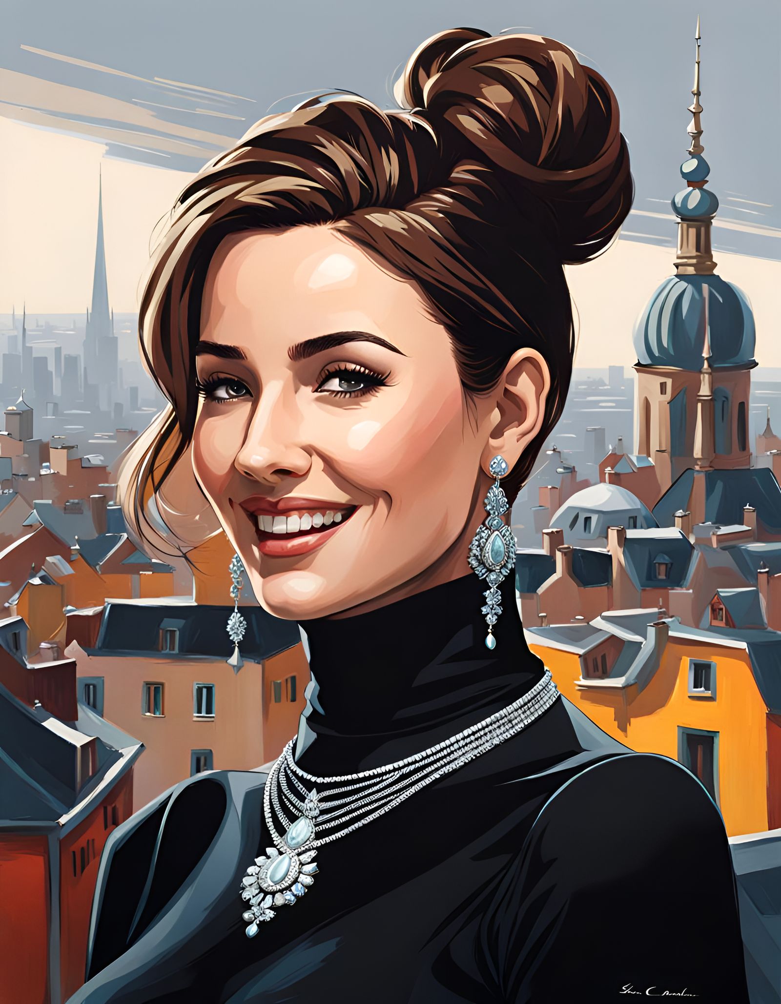 Elegant Brunette Portrait in Modern City