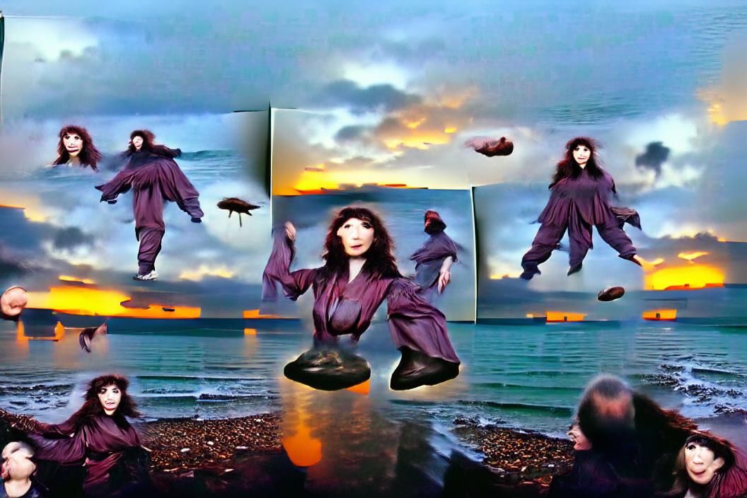Person Levitating Over Ocean at Dusk