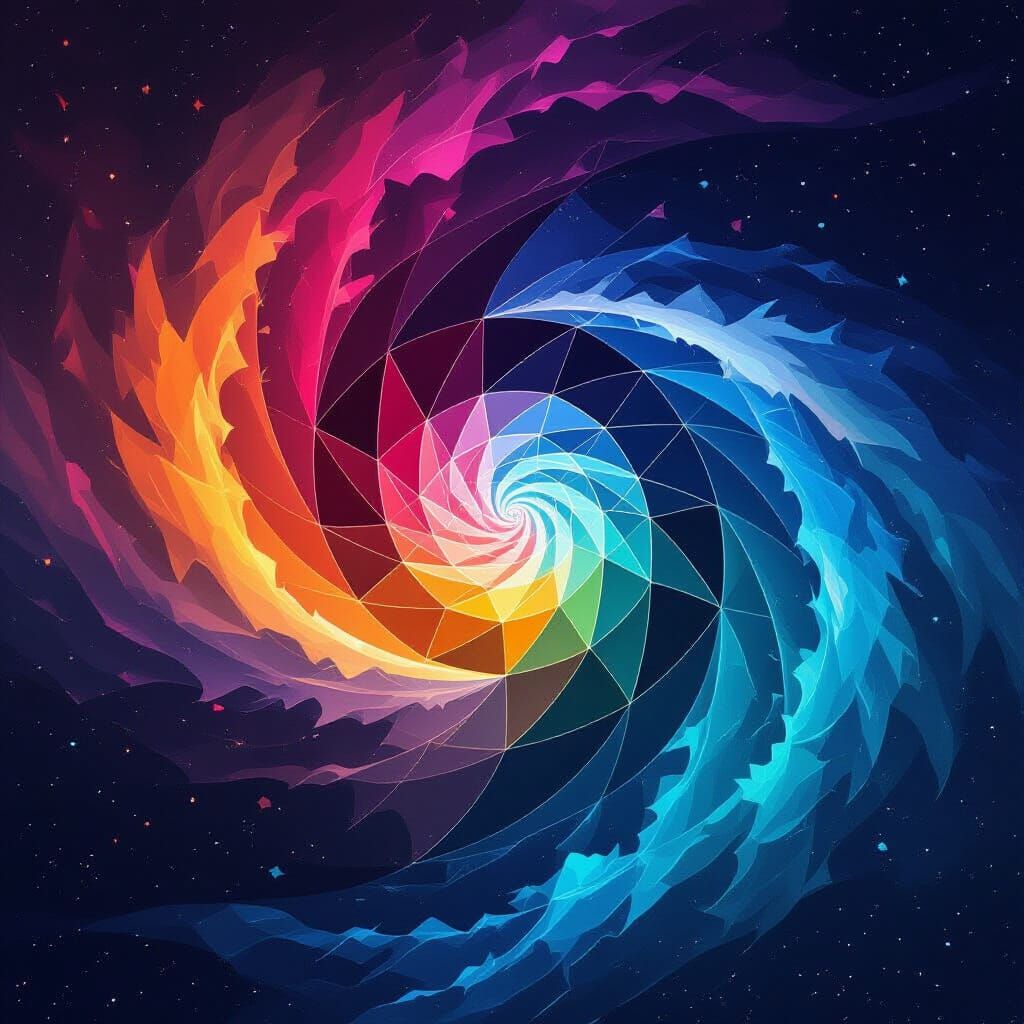 Abstract Cat Dream Vortex with Cosmic Nebulae and Geometric ...