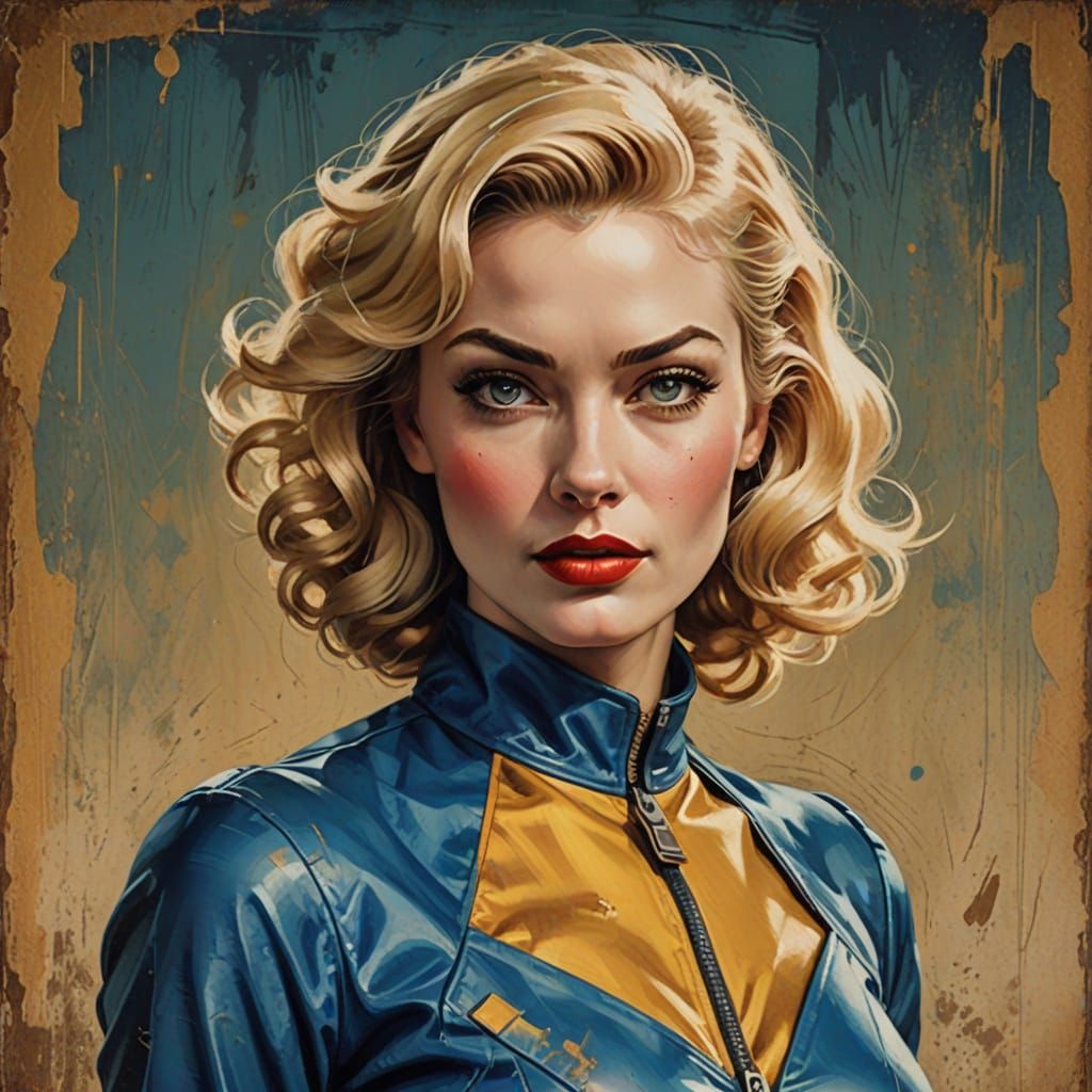 Blonde Pinup in Elegant Vault-Tec Jumpsuit