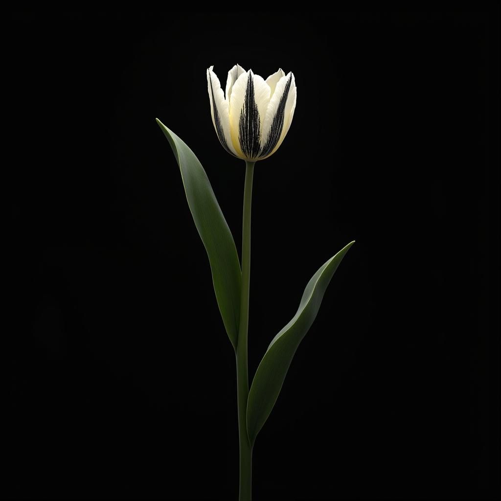 Tulip with Black and White Striations