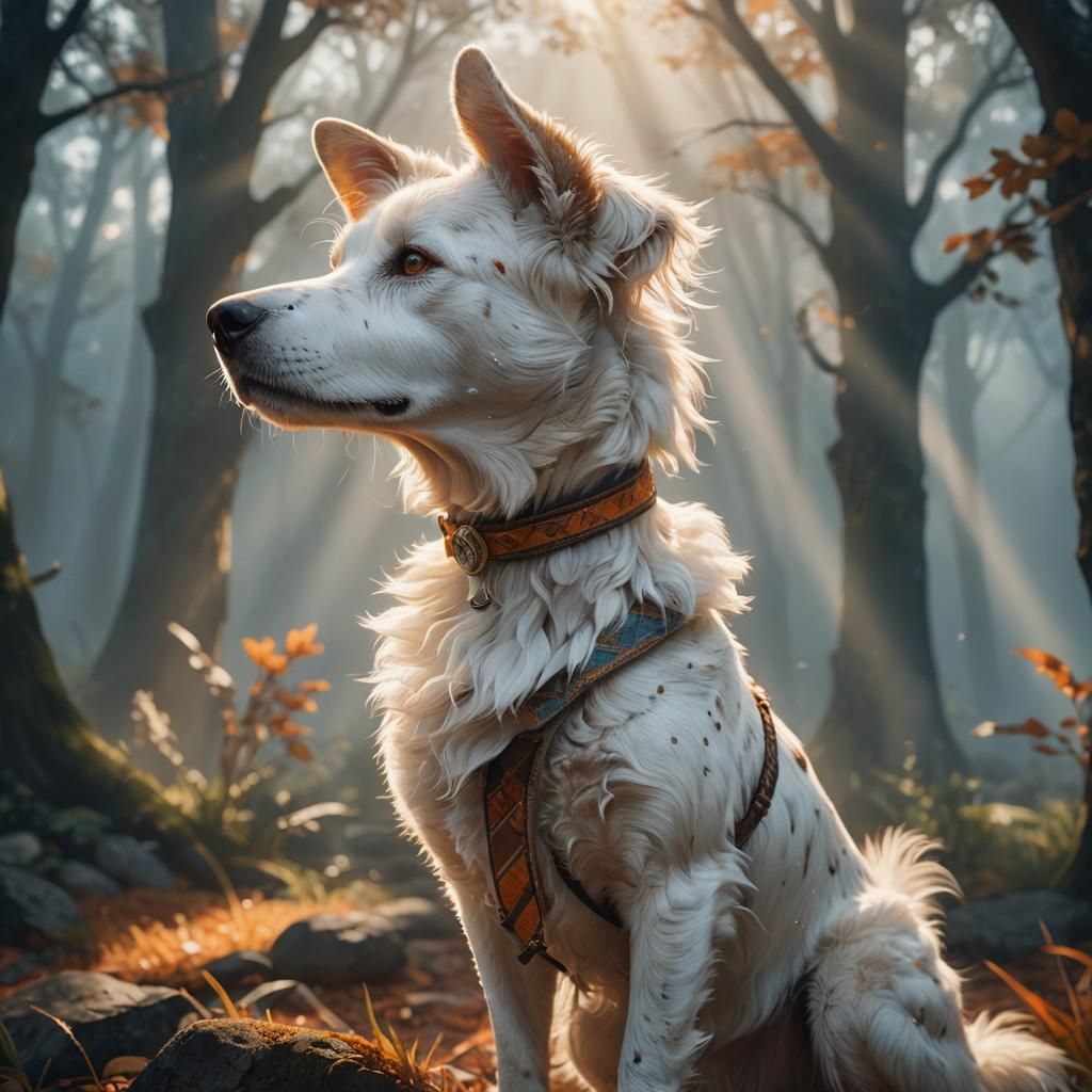 Mystical Dog Portrait in Ethereal Lighting
