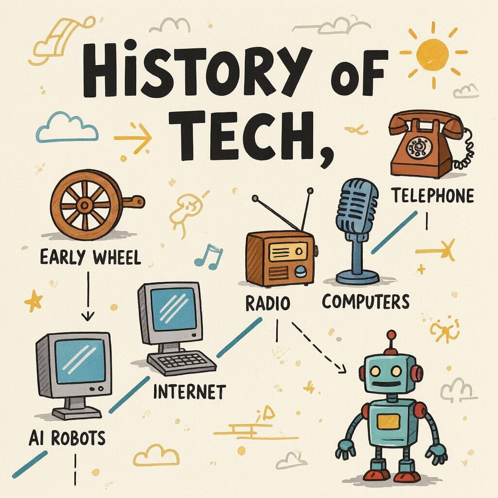 Childlike History of Tech Timeline Drawing
