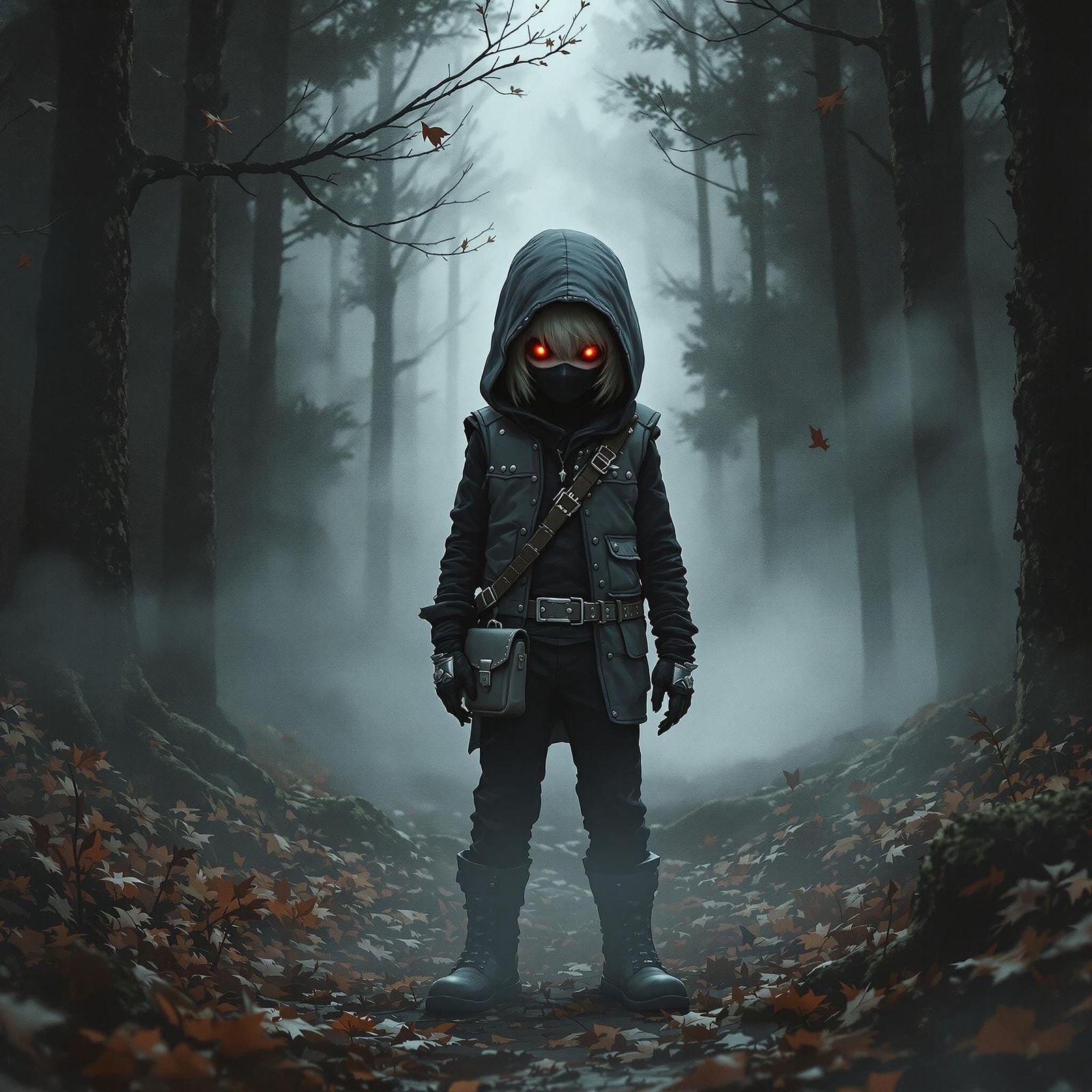 Ethereal Warrior Emerges from Autumnal Shadows