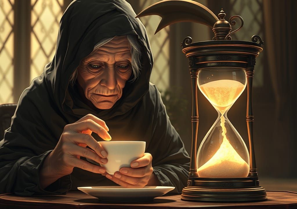 Even the Grim Reaper stops for tea.