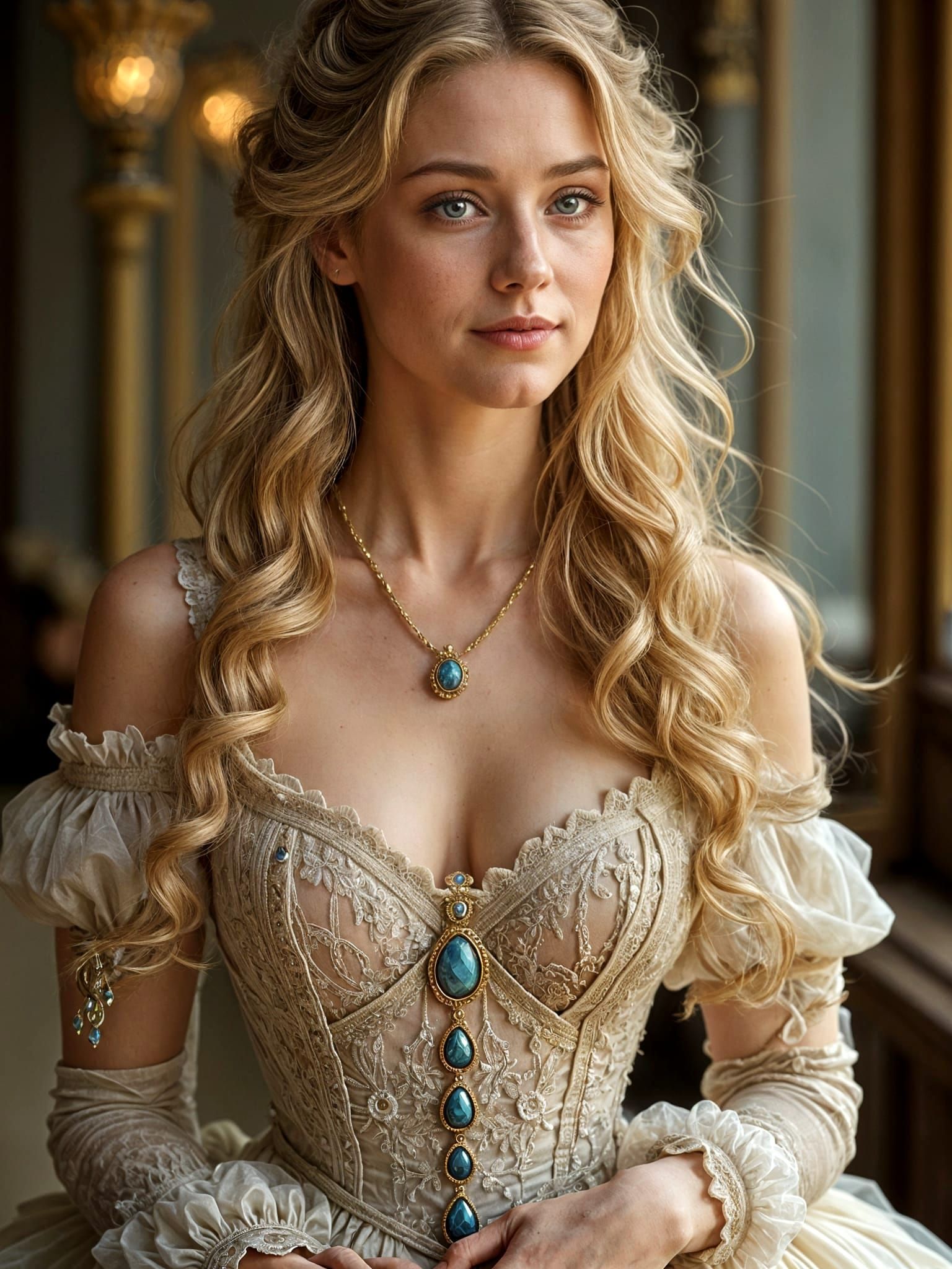 Victorian Duchess in Ornate Dress and Jewelry