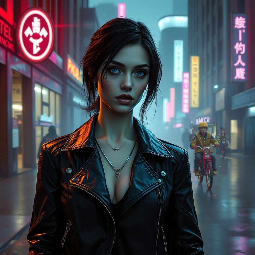 Cyberpunk Goth Lady in Dark Fantasy Style