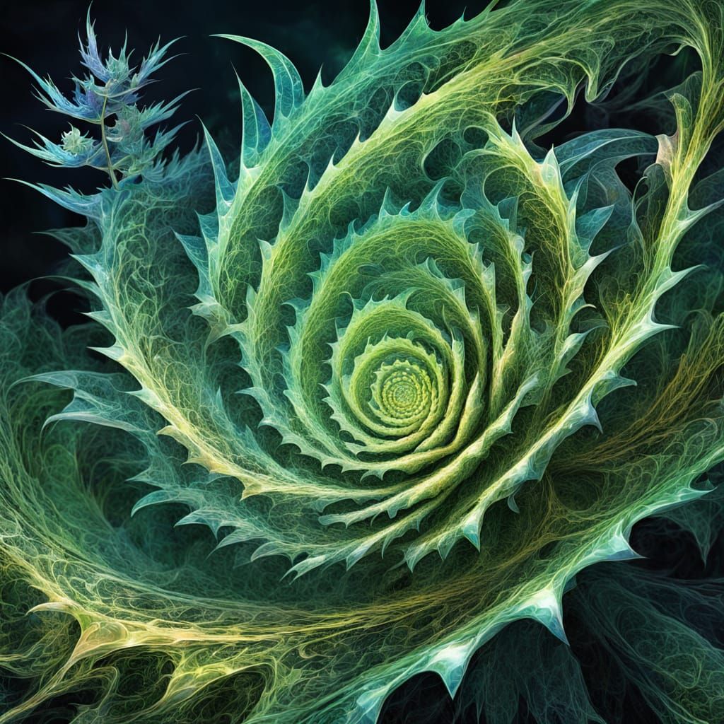 Vibrant Aloe Plant Blooms in a Cosmic Spiral