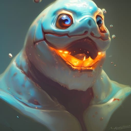 Demonic Squirtle Portrait in Eldritch Style