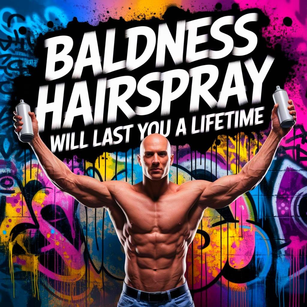 Confident Bald Man Embracing Graffiti Culture