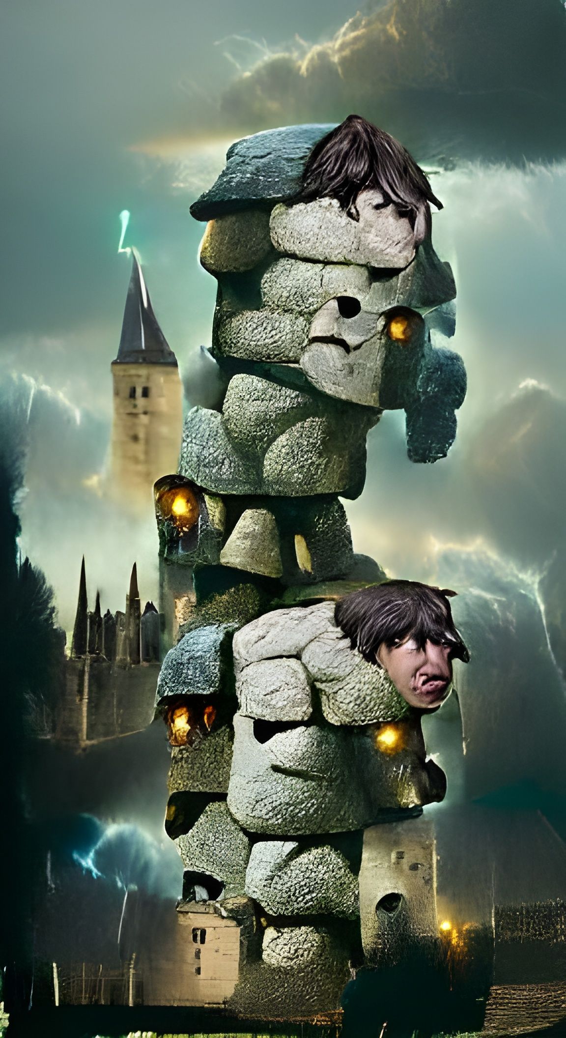 Stone Golem Tower: AI Generated Image