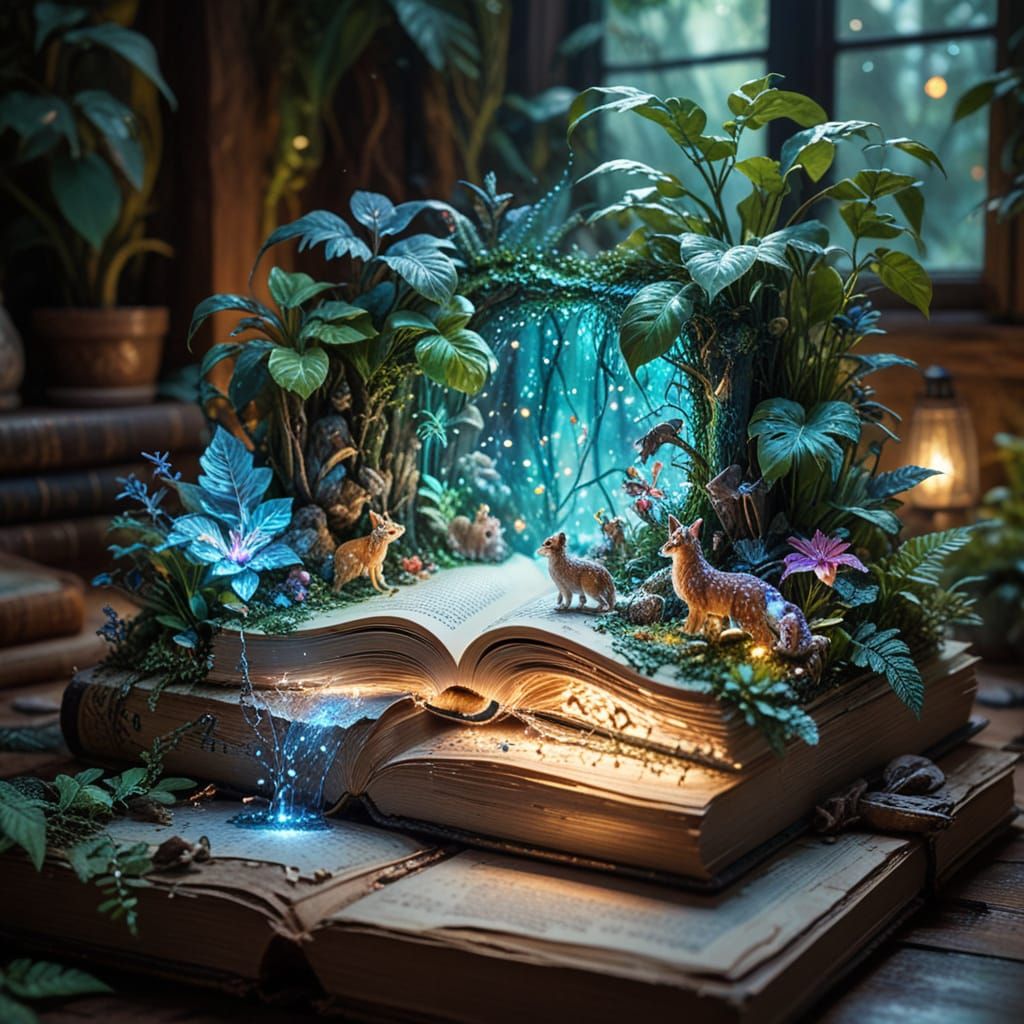 Luminescent Book Opens to Miniature Fantasy Jungle World