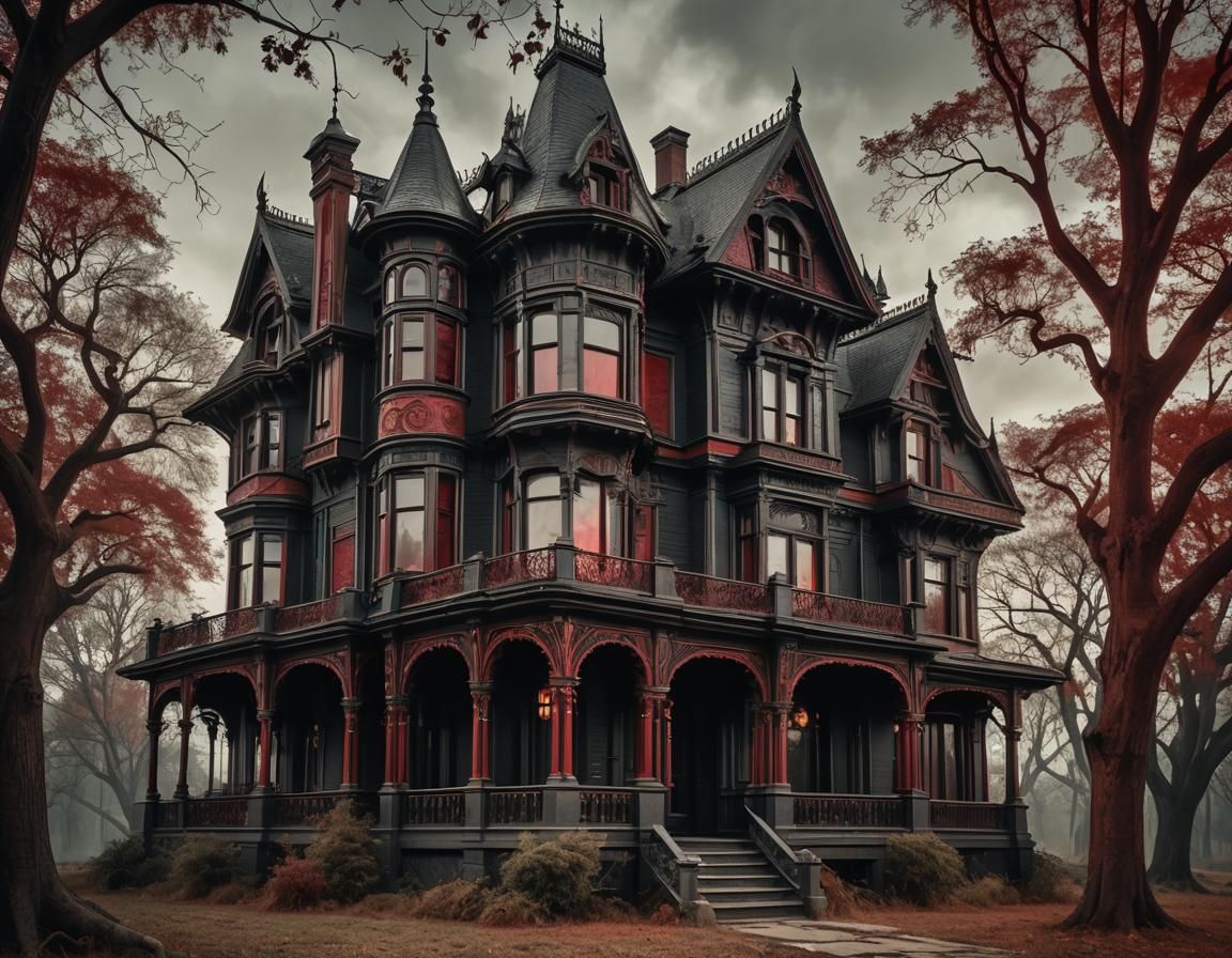 Art Nouveau Horror House in Gothic Style