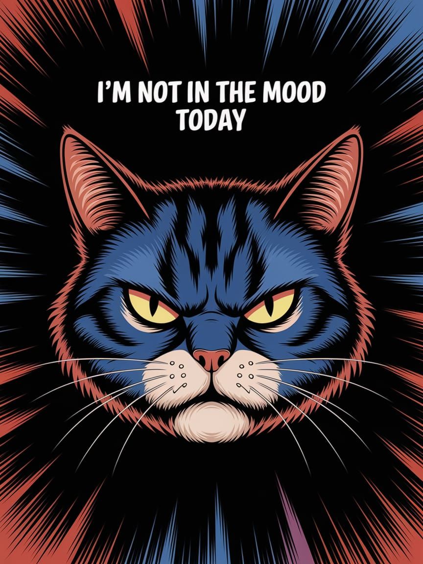 Angry Cat Illustration in Edgy Animation Style