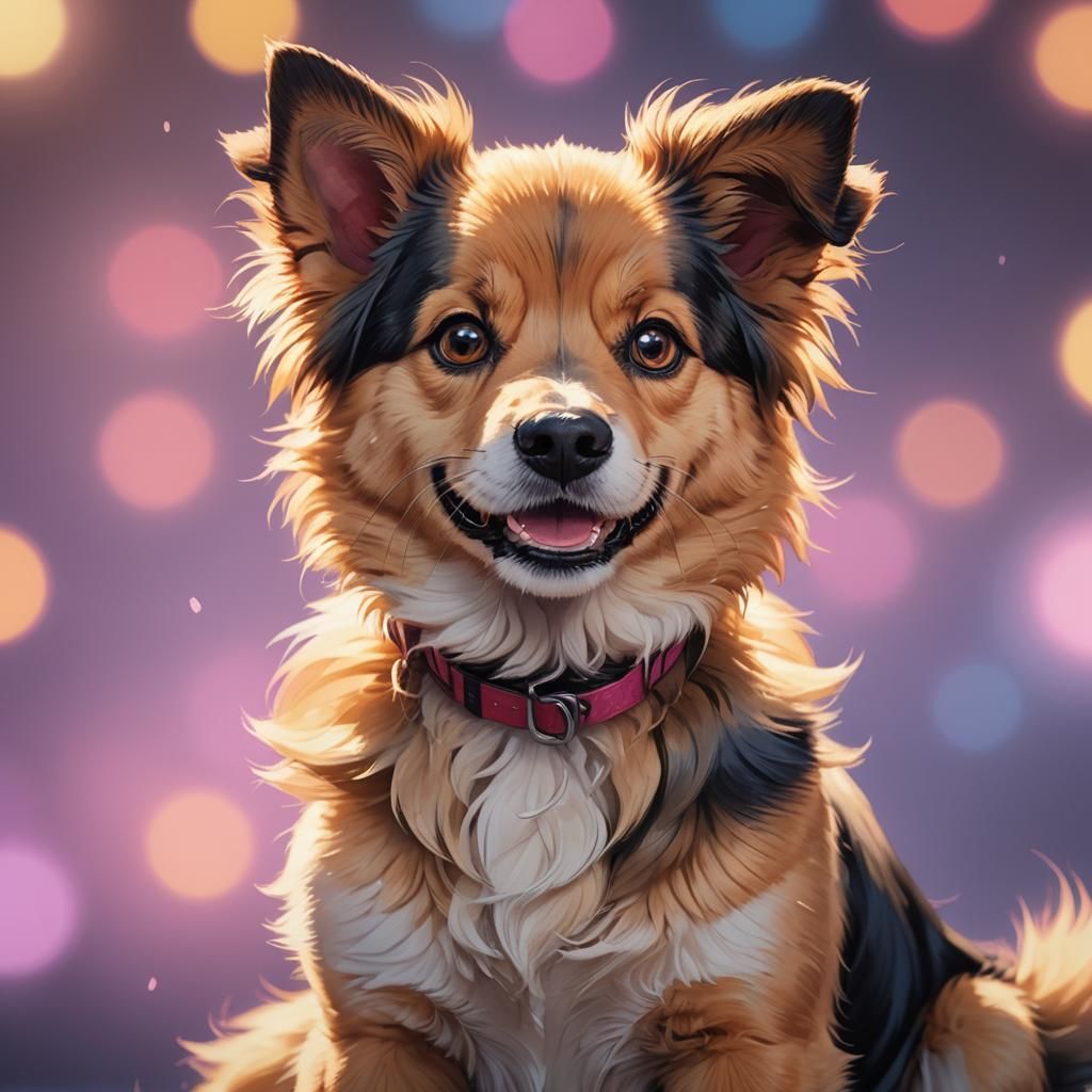 Hyper-Realistic Anime Dog with Big Smile