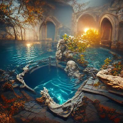 Enchanting Secret Pool in Matte Painting Style