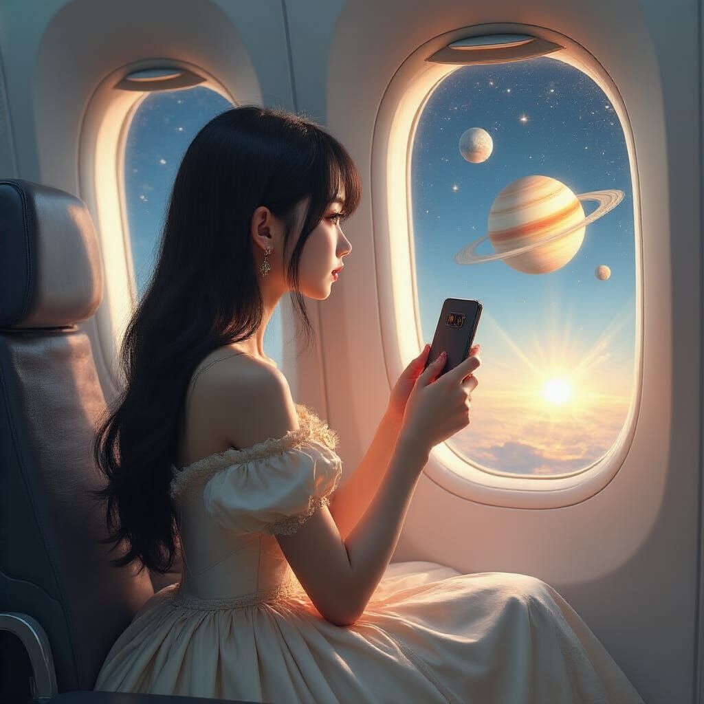 Celestial Gaze: Asian Girl Captures Cosmic View