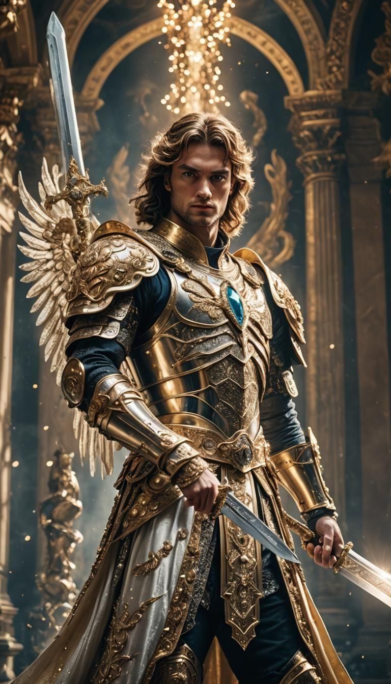 Archangel Michael with Jeweled Sword in Baroque Style