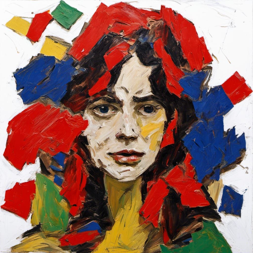 Textured Impasto Portrait of a Young Woman