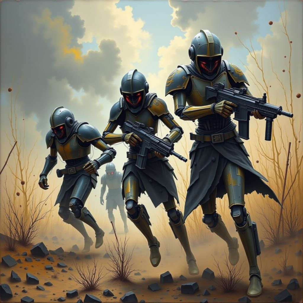 Cyborg Mercenaries in Battle