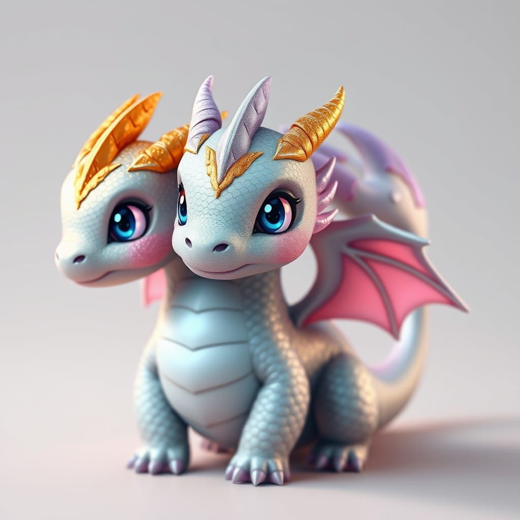 Whimsical Three-Headed Dragon with Unique Charm and Radiant ...