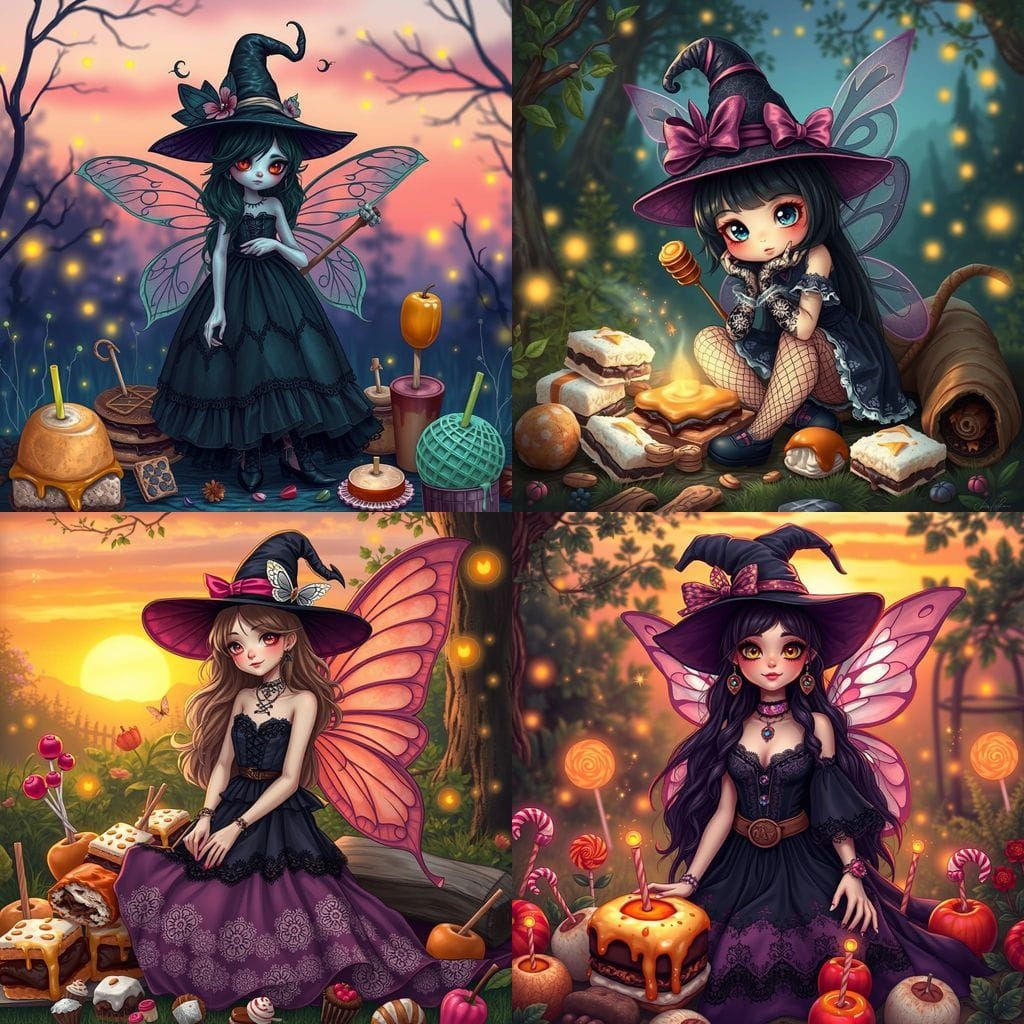 Fairy Witch with S'mores in Mystical Summer Setting