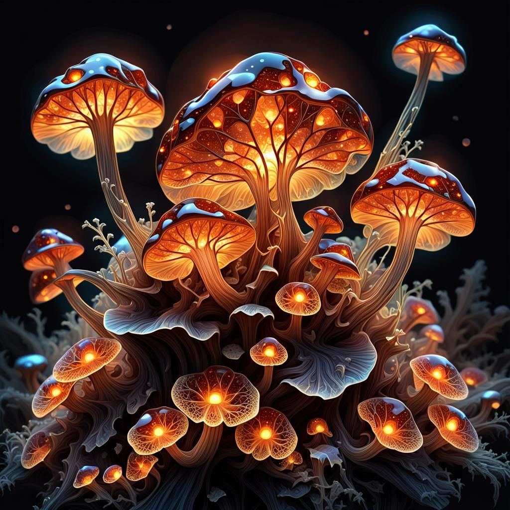 Suffused Spessartine Crystal Mushrooms