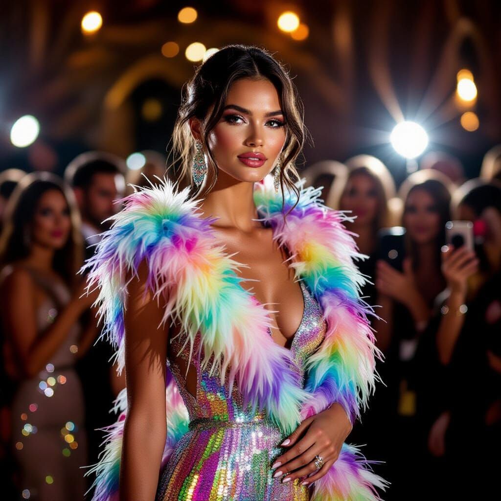 Woman in Sequin Gown: Detailed Professional Portrait