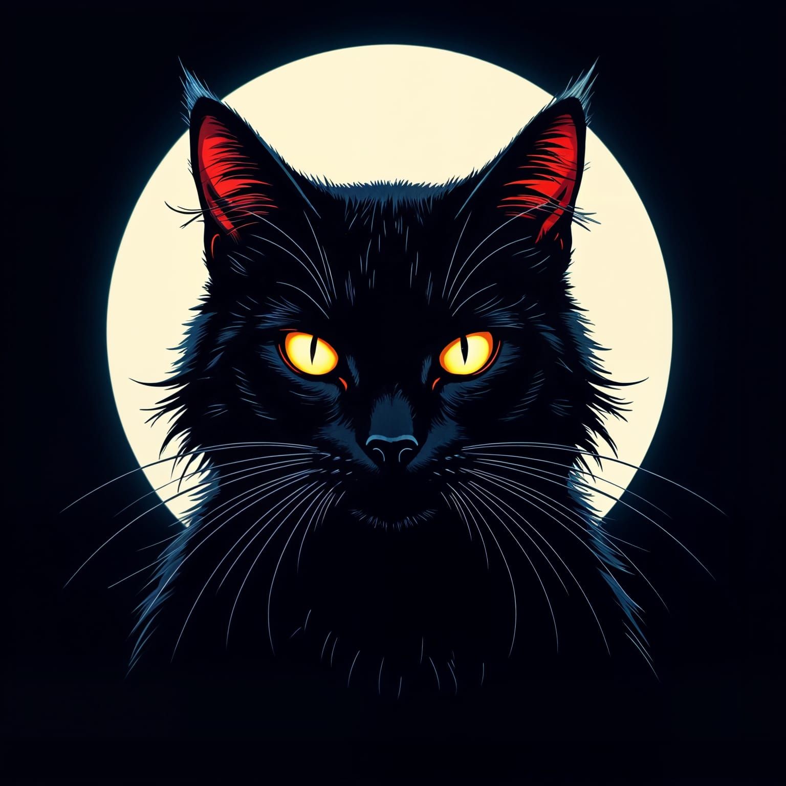 Sinister Feline Silhouette in Dark Fantasy Illustration