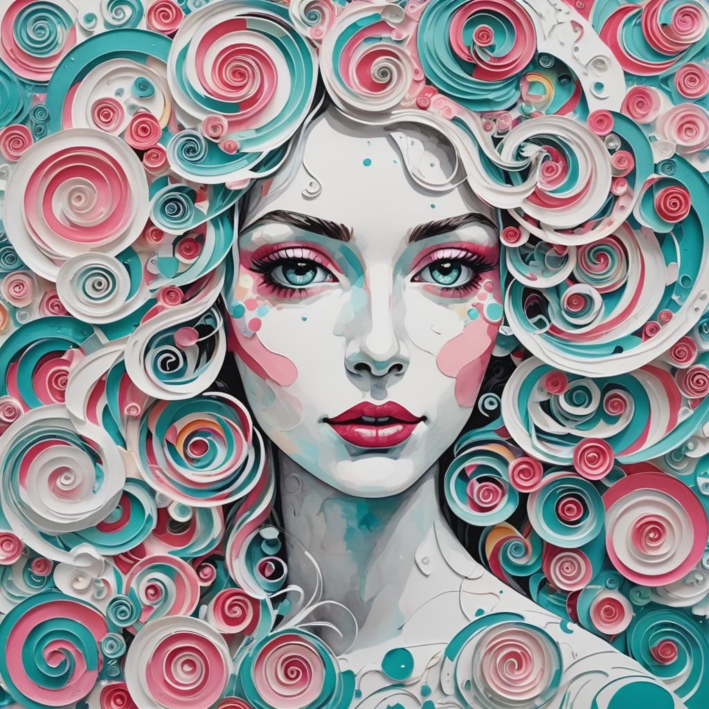 Paper Collage of Woman's Face in Vibrant Colors