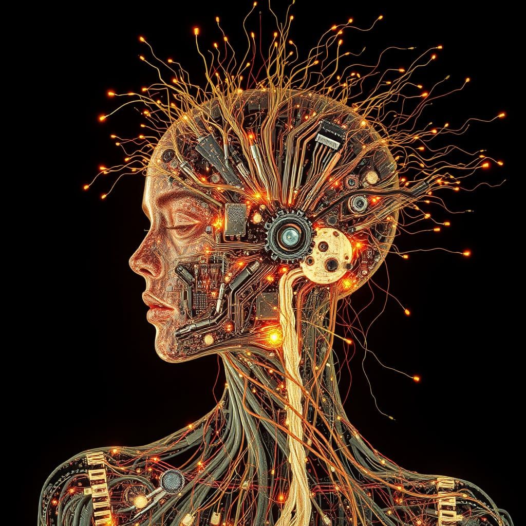 Cyborg Circuitry: Triple Exposure Art by Russ Mills