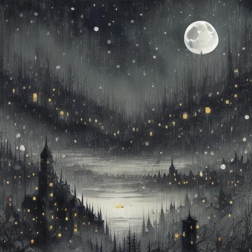 Wolf Howling at Moon in Winter Forest